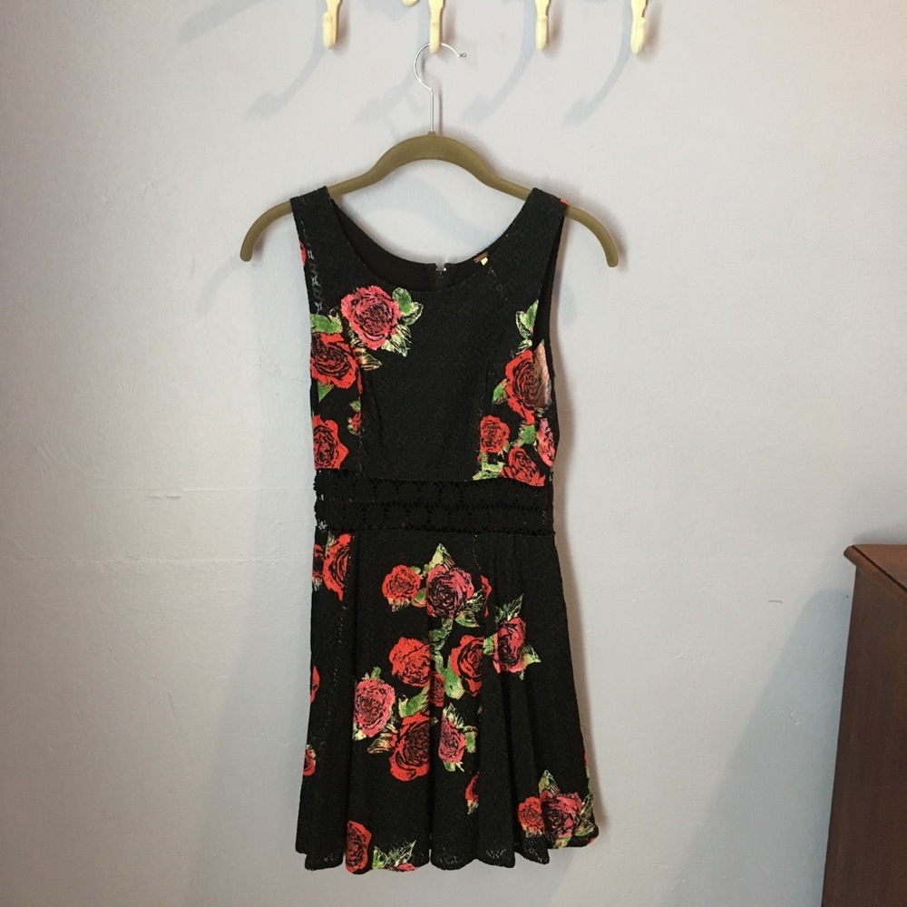 Black flower and lace dress